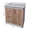 Mueble Base De Cocina 1 Puerta 3 Cajones 75x50