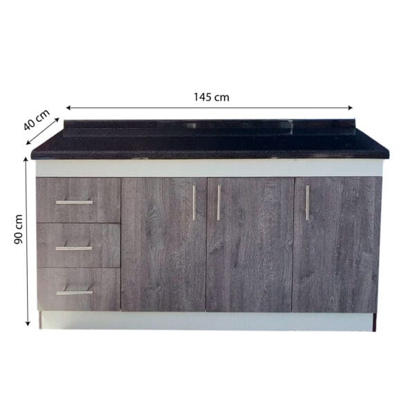 BC-4P1CI-145X40_mueble-base-de-cocina-nordico-4-puertas-1-cajón-145x40_frontal_medidas Mueble Base De Cocina 3 Puertas 3 Cajones 145x40