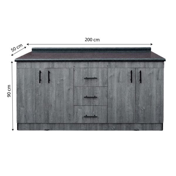 BC-4P3CC-200X50_mueble-base-de-cocina-nordico-4-puertas-3-cajones-200x50_frontal_medidas Mueble Base De Cocina 4 Puertas 3 Cajones 200x50