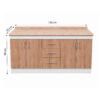 BC-4P3CC-200X50_mueble-base-de-cocina-nordico-4-puertas-3-cajones-200x50_frontal_v2_medidas Mueble Base De Cocina 4 Puertas 3 Cajones 200x50