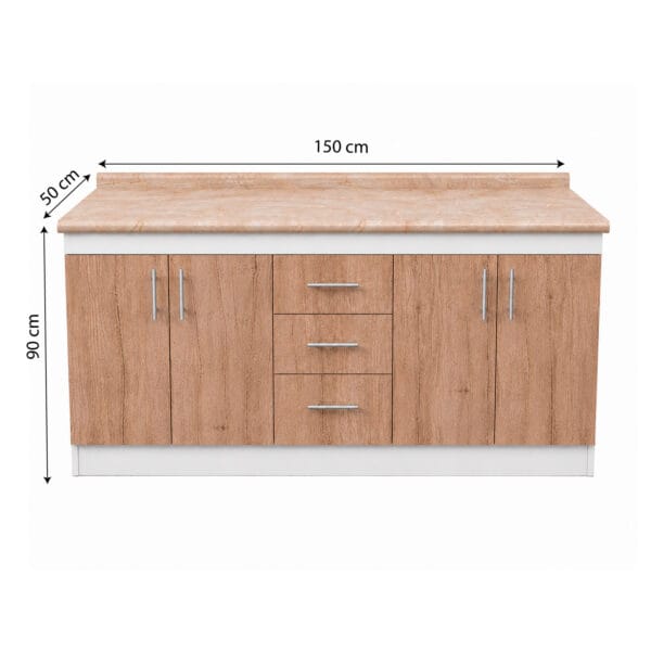 BC-4P3CC-200X50_mueble-base-de-cocina-nordico-4-puertas-3-cajones-200x50_frontal_v2_medidas Mueble Base De Cocina 4 Puertas 3 Cajones 200x50