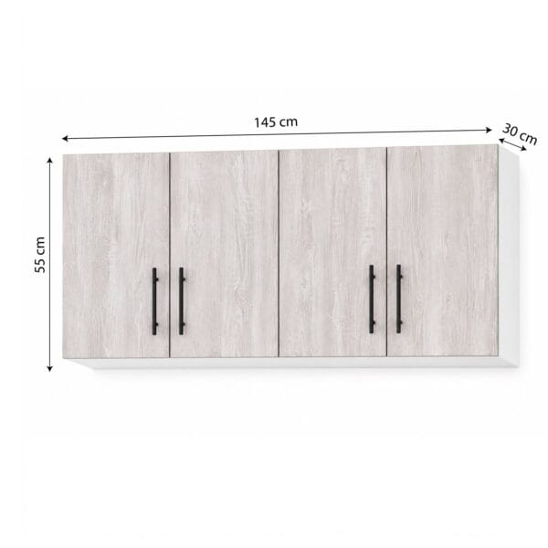 MA-4PSV-145_mueble-colgante-de-cocina-nordico-4-puertas-sin-vidrio-145-cm_lateral_v3_abierto Mueble Colgante De Cocina De145 Cm 4 Puertas