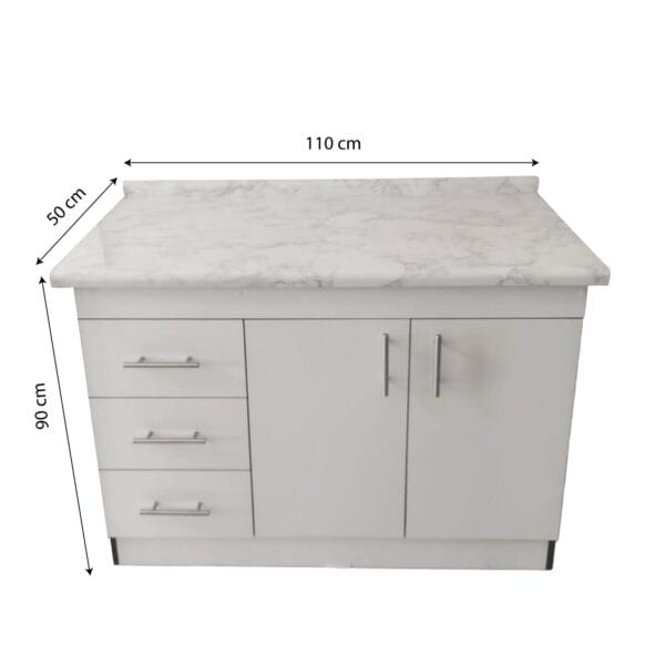 Mueble Base De Cocina 2 Puertas 3 Cajones 110x50