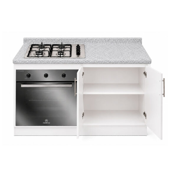 Mueble Base de Cocina Nórdico con Encimera Mademsa y Horno Eléctrico 59L 130x60 cm