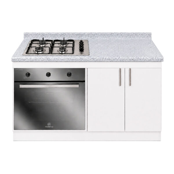 Mueble Base de Cocina Nórdico con Encimera Mademsa y Horno Eléctrico 59L 130x60 cm