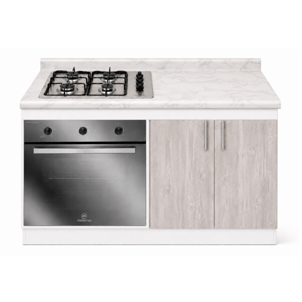 Mueble Base de Cocina Nórdico con Encimera Mademsa y Horno Eléctrico 59L 130x60 cm