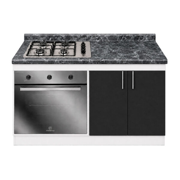 Mueble Base de Cocina Nórdico con Encimera Mademsa y Horno Eléctrico 59L 130x60 cm