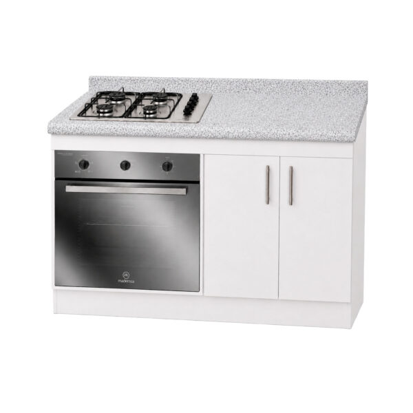 Mueble Base de Cocina Nórdico con Encimera Mademsa y Horno Eléctrico 59L 130x60 cm