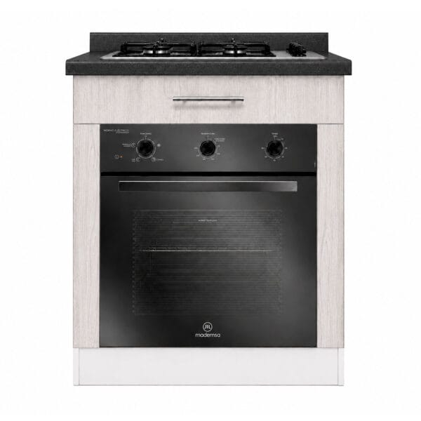 Mueble Base de Cocina Nórdico con Encimera Mademsa y Horno Eléctrico 59L 75x60 cm