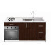 Mueble Base de Cocina Nórdico con Encimera Mademsa, Horno 59L y Lavaplatos con Secador 150x60 cm