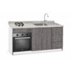 Mueble Base de Cocina Nórdico con Encimera Mademsa, Horno 59L y Lavaplatos con Secador 150x60 cm
