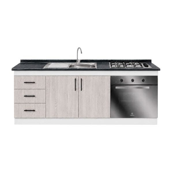 BC-ENHOLP-200X60-1PZESC_mueble-base-de-cocina-nordico-con-encimera-mademsa-+-horno-59L-y-lavaplatos-pozo-con-secador-_frontal Mueble Base de Cocina Nórdico con Encimera Mademsa, Horno 59L y Lavaplatos con Secador 200x60 cm