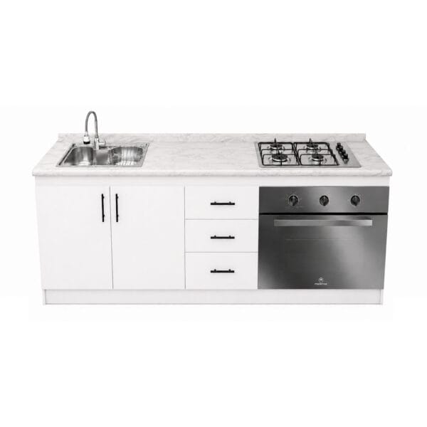 BC-ENHOLP-200X60-1PZ_mueble-base-de-cocina-nordico-con-encimera-mademsa-+-horno-59L-y-lavaplatos-1-pozo_frontal Mueble Base de Cocina Nórdico con Encimera Mademsa, Horno 59L y Lavaplatos 1 Pozo 200x60 cm