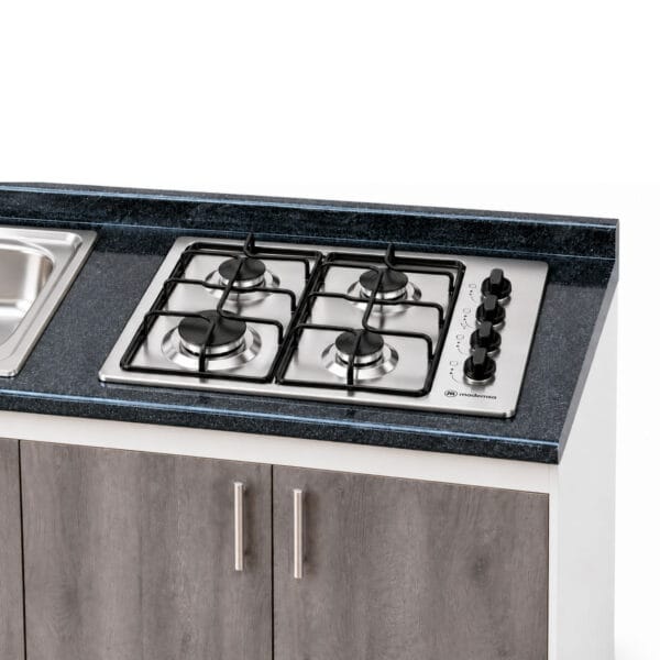 Mueble Base de Cocina Nórdico con Encimera Mademsa y Lavaplatos con Secador 200x50 cm