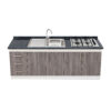 Mueble Base de Cocina Nórdico con Encimera Mademsa y Lavaplatos con Secador 200x50 cm