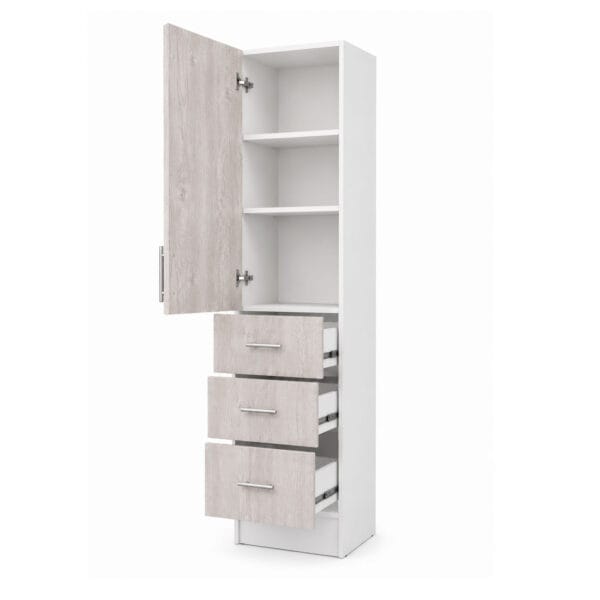 D-1P3C-40_mueble-despensa-de-cocina-nordico-1-puerta-3-cajones-40-cm_lateral_abierta Mueble Despensa De Cocina 1 Puerta 3 Cajones 40 Cm
