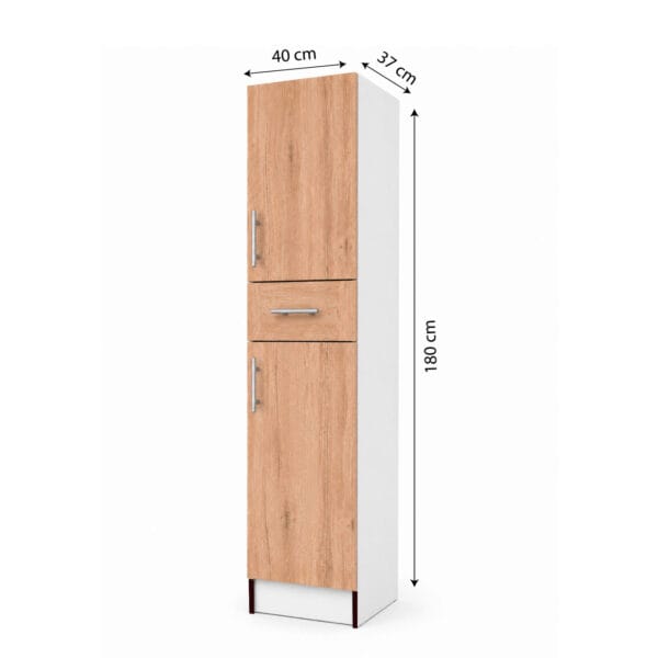 D-2P1C-40_mueble-despensa-de-cocina-nordico-2-puertas-1-cajón-40-cm_lateral_medidas Mueble Despensa De Cocina 2 Puertas 1 Cajon 40 Cm