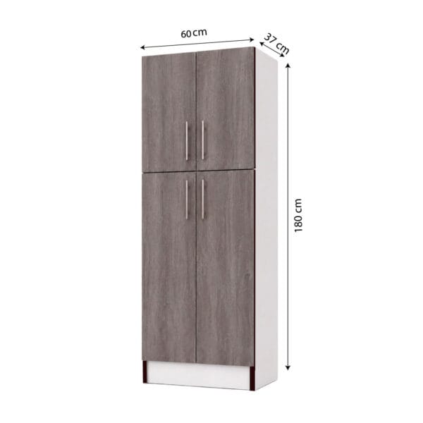 D-4P-60_mueble-despensa-de-cocina-nordico-4-puertas-60-cm_frontal_lateral_medidas Mueble Despensa De Cocina 4 Puertas 60 Cm