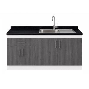 Mueble Lavaplatos Empotrado 1 pozo Escurrdor 4 Puertas 1 Cajon Con Griferia 145x90x50 Cm