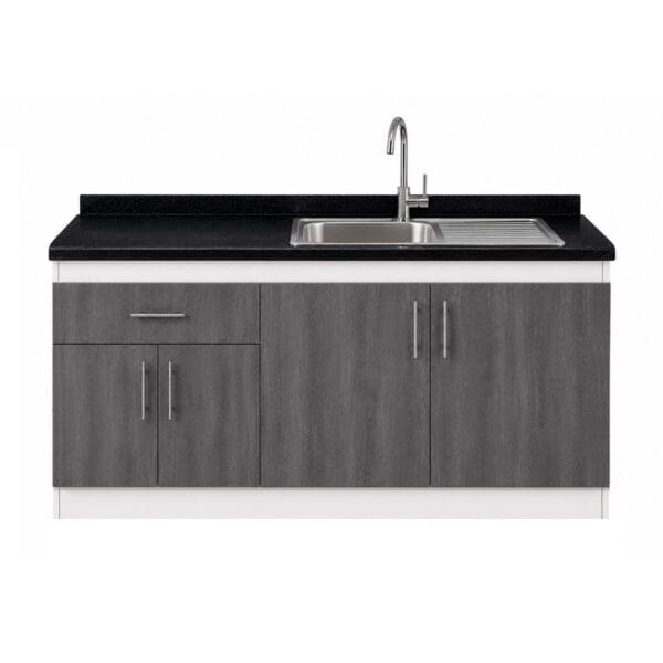 Mueble Lavaplatos Empotrado 1 pozo Escurrdor 4 Puertas 1 Cajon Con Griferia 145x90x50 Cm