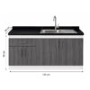 Mueble Lavaplatos Empotrado 1 pozo Escurrdor 4 Puertas 1 Cajon Con Griferia 145x90x50 Cm