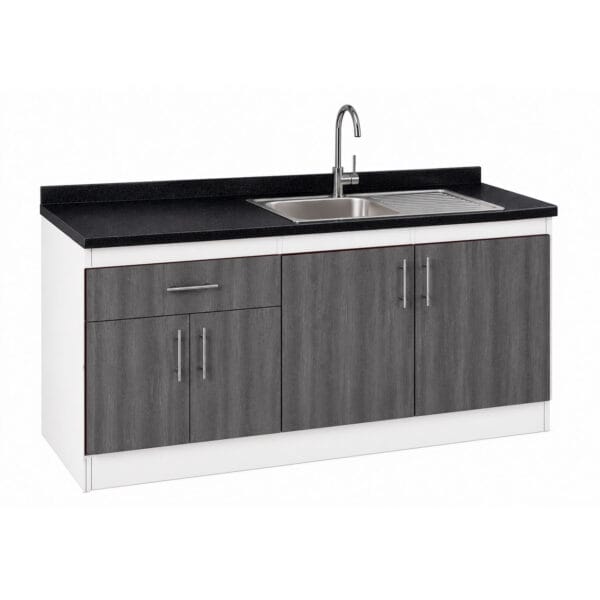 Mueble Lavaplatos Empotrado 1 pozo Escurrdor 4 Puertas 1 Cajon Con Griferia 145x90x50 Cm