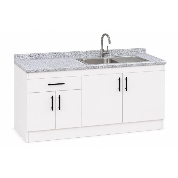 Mueble Lavaplatos Empotrado 1 pozo Escurrdor 4 Puertas 1 Cajon Con Griferia 145x90x50 Cm