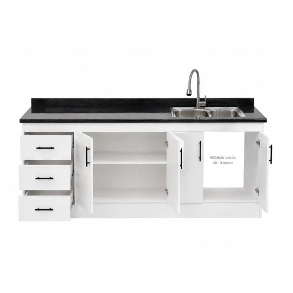 LPE-4P3C1PZ-200_Mueble-Lavaplatos-Empotrado-Nordico-1-Pozos-Escurridor-4-Puertas-3-Cajones-Con-Griferia-200x90x50-Cm_abierta Mueble Lavaplatos Empotrado 1 Pozo 4 Puertas 3 Cajones Con Griferia 200x90x50 Cm