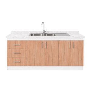 Mueble Lavaplatos Empotrado 2 Pozos Escurridor 4 Puertas 3 Cajones Con Griferia 200x90x50 Cm