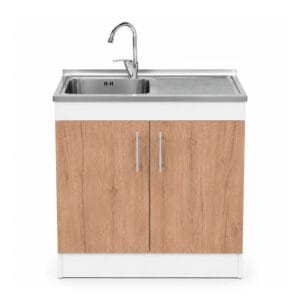 Mueble Lavaplatos Sobrepuesto 1 Pozo Escurridor 2 Puertas Con Griferia 80x90x50 Cm