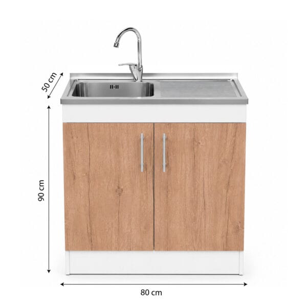 LPS-2P1PZ-80_mueble-lavaplatos-sobrepuesto-nórdico-1-pozo-escurridor-2-puertas-con-grifería-80x90x50-cm_frontal_medidas Mueble Lavaplatos Sobrepuesto 1 Pozo Escurridor 2 Puertas Con Griferia 80x90x50 Cm