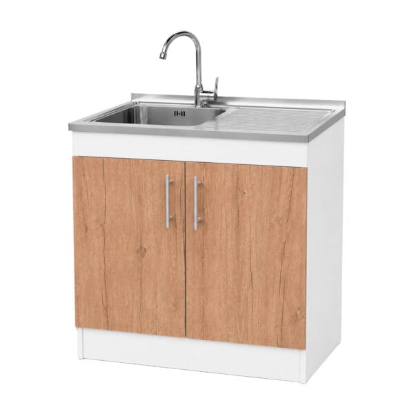 LPS-2P1PZ-80_mueble-lavaplatos-sobrepuesto-nórdico-1-pozo-escurridor-2-puertas-con-grifería-80x90x50-cm_lateral Mueble Lavaplatos Sobrepuesto 1 Pozo Escurridor 2 Puertas Con Griferia 80x90x50 Cm