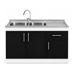 Mueble Lavaplatos Sobrepuesto 2 Pozos Escurridor 3 Puertas 1 Cajon Con Griferia 120x90x50 Cm