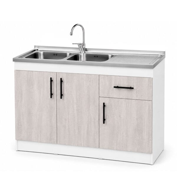 LPS-3P1C2PZ-120_mueble-lavaplatos-sobrepuesto-nórdico-2-pozos-escurridor-3-puertas-1-cajón-con-grifería-120x90x50-cm_lateral_v1 Mueble Lavaplatos Sobrepuesto 2 Pozos Escurridor 3 Puertas 1 Cajon Con Griferia 120x90x50 Cm